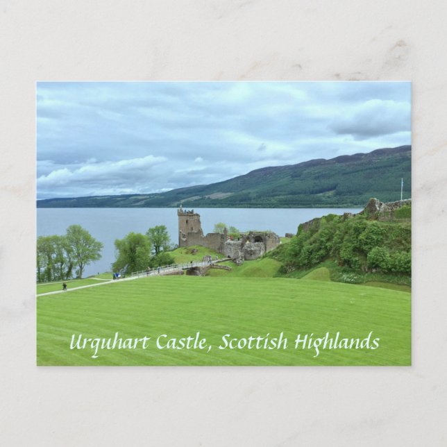 Cartão Postal Urquhart Castle com visão de Loch Ness em Highland (Frente)