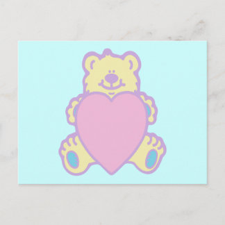 Cartão Postal Ursa de pelúcia fofa coração de amor