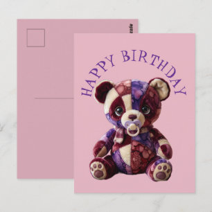 Cartão Postal Ursa de retalhos doce para abraçar