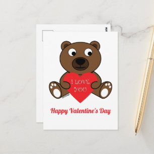 Cartão Postal Ursa Fofa Coração amor Dia dos Namorados texto Per