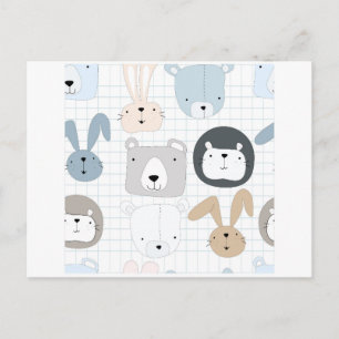 Cartão Postal Ursinho de pelúcia, leão e coelho