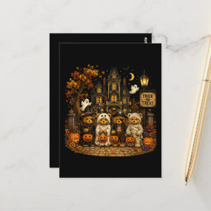 Cartão Postal Ursinhos de Halloween dos anos 90 Truque ou Tratam
