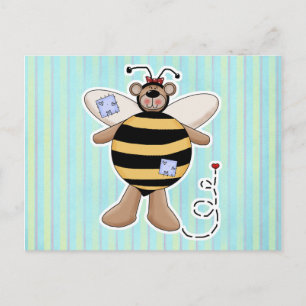 Cartão Postal Urso Abelha Remendo no Coração