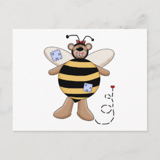 Cartão Postal Urso Abelha Remendo no Coração