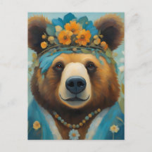 Urso Adorável numa Coroa com Pias de Flores