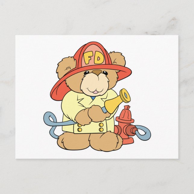 Cartão Postal Urso Bombeiro Bonito (Frente)
