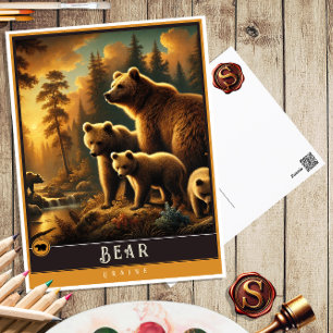 Cartão Postal Urso   Cartão-postal para animais de cunhagem fami