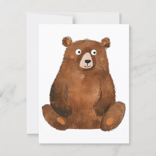 Cartão Postal Urso castanho-branco