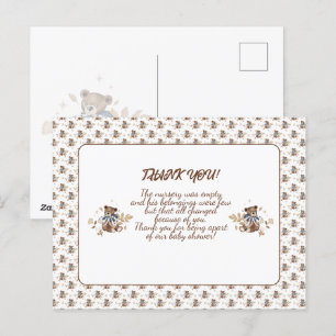 Cartão Postal Urso Castanho de Teddy É Um Menino! Obrigado Cartã