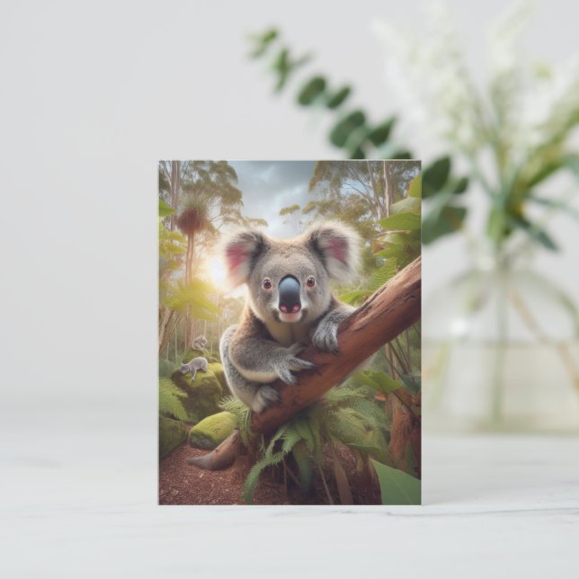 Cartão Postal Urso Coala Fofo (Em pé/Frente)