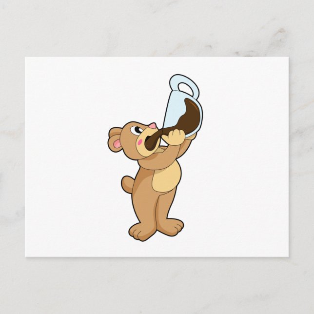 Cartão Postal Urso com Taça de Café (Frente)