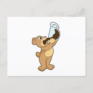 Cartão Postal Urso com Xícara de Café