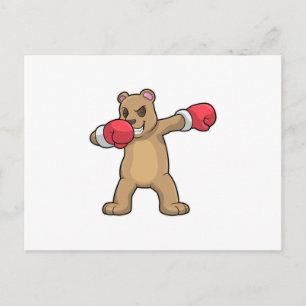 Cartão Postal Urso como Boxeador no Boxing & Hip Hop Dance Dab