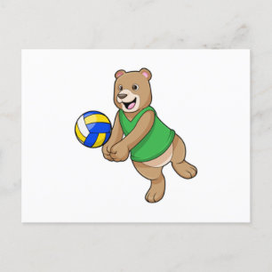 Cartão Postal Urso como jogador de voleibol