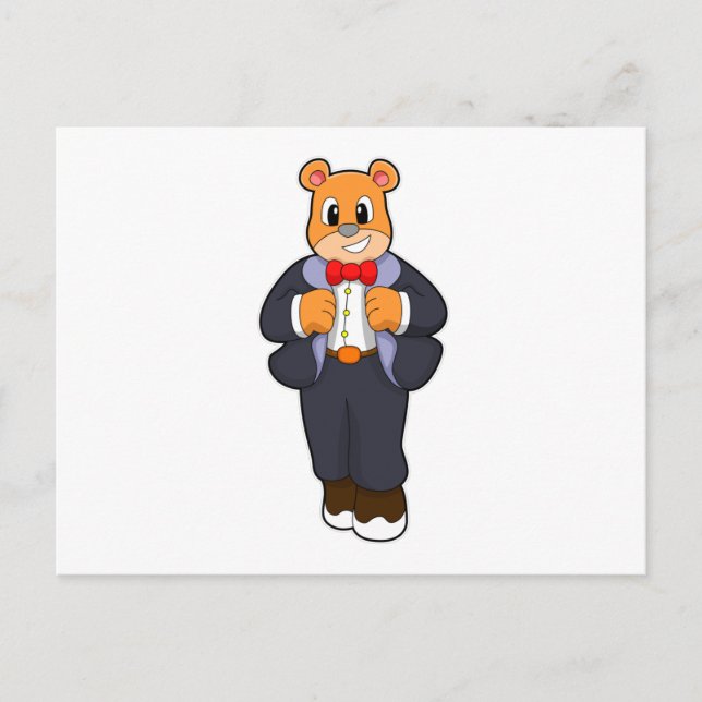 Cartão Postal Urso como Noivo com Terno (Frente)
