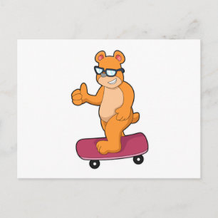 Cartão Postal Urso como Skater com Skate