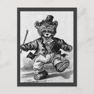 Cartão Postal Urso Dançante - Letra D - Urso De Teddy Vintage