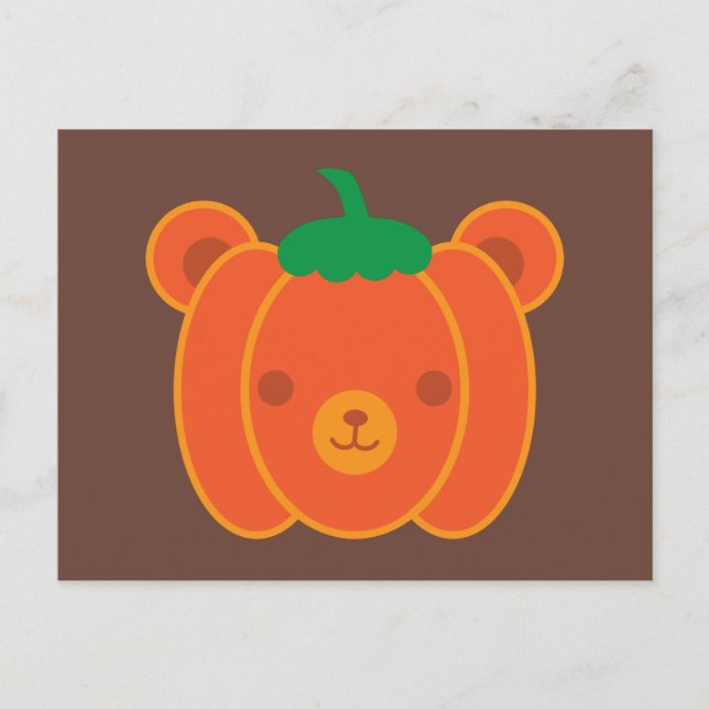 Cartão Postal Urso de Abóbora do Halloween Kawaii (Frente)