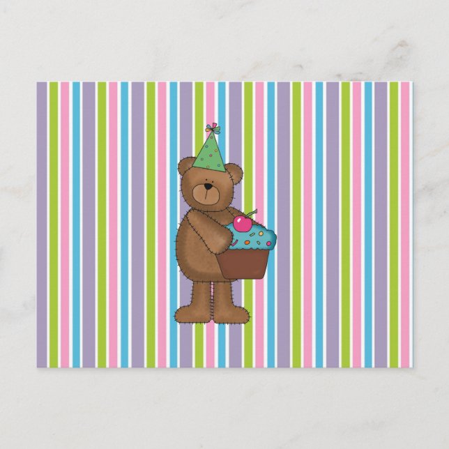 Cartão Postal urso de aniversário (Frente)