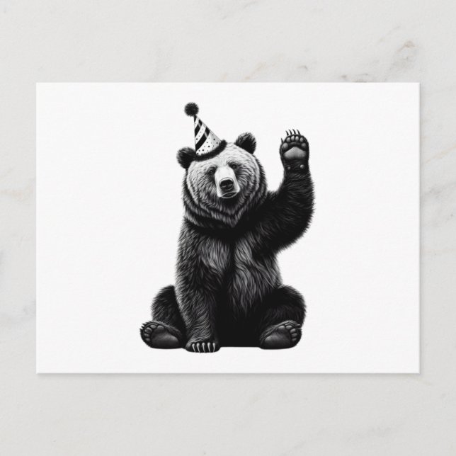 Cartão Postal Urso de Aniversário Feliz (Frente)