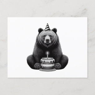 Cartão Postal Urso de Aniversário Feliz