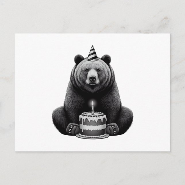 Cartão Postal Urso de Aniversário Feliz (Frente)