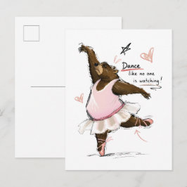 Cartão Postal Urso de Ballet Divertido Dançando Como Se Ninguém 