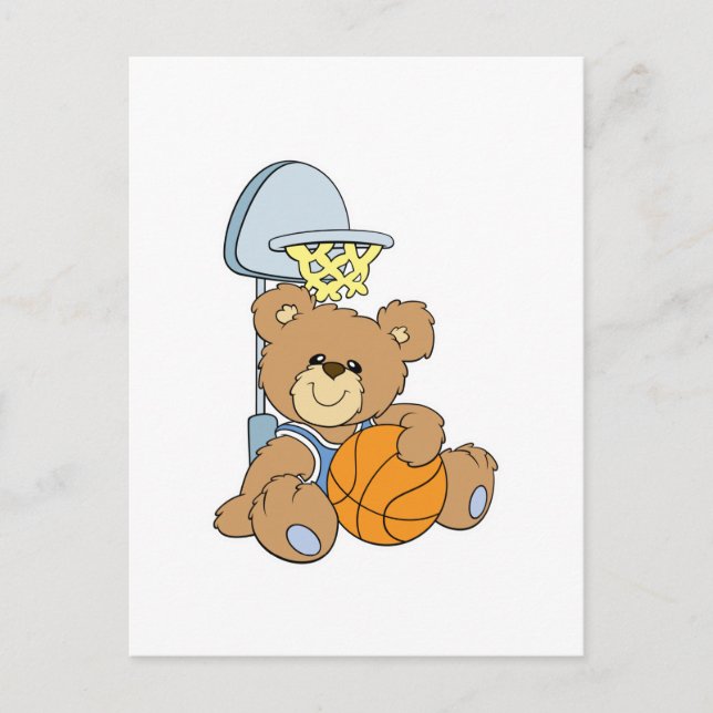 Cartão Postal Urso de Basquetebol Fofo (Frente)