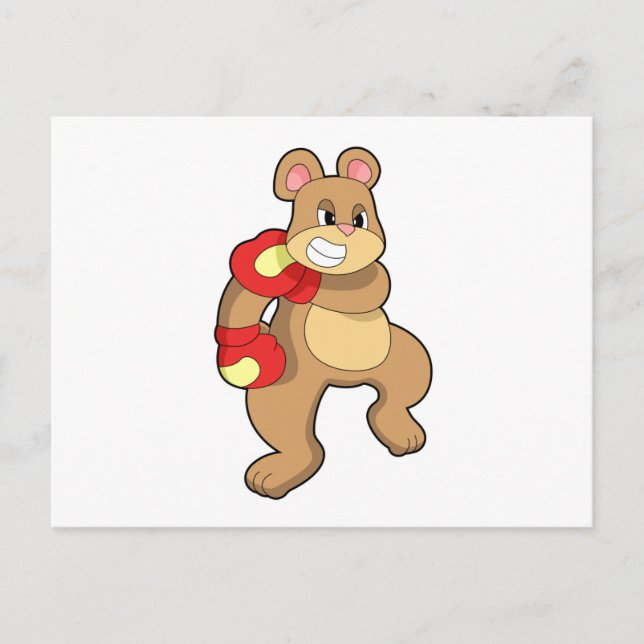 Cartão Postal Urso de boxe com luvas de boxe (Frente)
