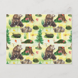 Cartão Postal Urso de madeira com ursos