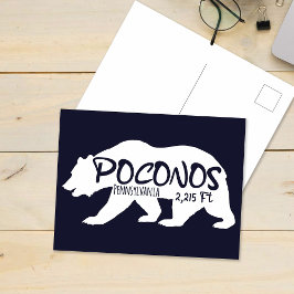 Cartão Postal Urso de Montanhas Poconos Retro da Pensilvânia