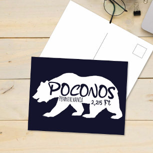 Cartão Postal Urso de Montanhas Poconos Retro da Pensilvânia