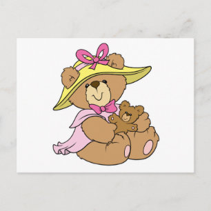 Cartão Postal Urso de pelúcia com touca fofa de primavera
