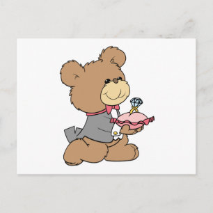 Cartão Postal urso de pelúcia de proposta ou portador de aliança