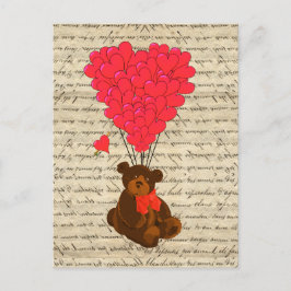 Cartão Postal Urso de pelúcia e coração