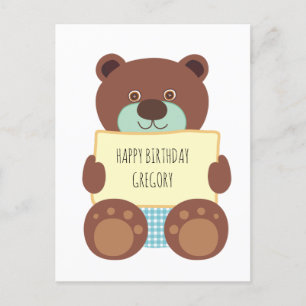 Cartão Postal Urso de Pelúcia Feliz Aniversário