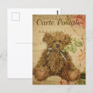 Cartão Postal Urso de Teddy Bonito Vintage