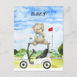 Cartão Postal Urso de Teddy de Golf É Garoto para o Chá de frald