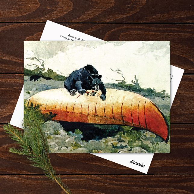 Cartão Postal Urso e Canoeiro Winslow Homer (Criador carregado)