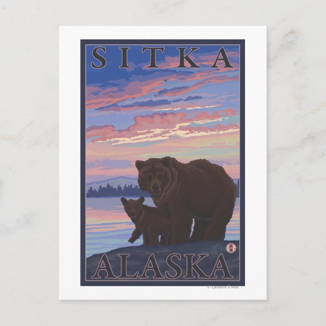 Cartão Postal Urso e Cub - Sitka, Alasca (Frente)