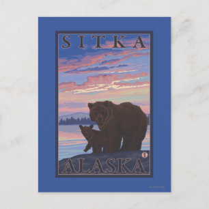 Cartão Postal Urso e Cub - Sitka, Alaska