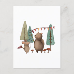 Cartão Postal Urso e Rato de Animais da Floresta
