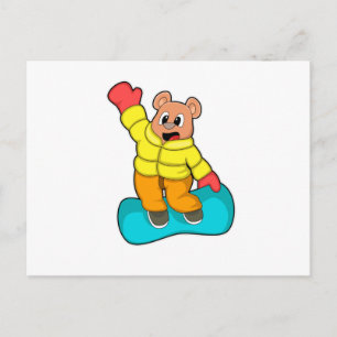Cartão Postal Urso em Esportes de Snowboard