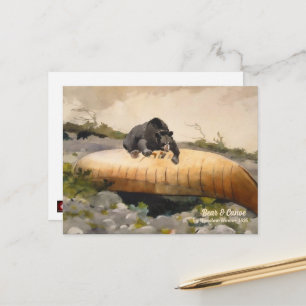 Cartão Postal Urso em uma Canoa 1895 Vintage