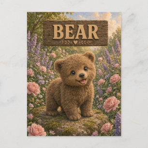 Cartão Postal Urso Livro de Histórias de Bebê Fofo Animais de Be