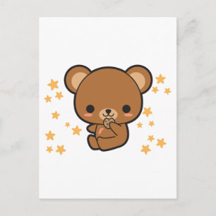 Cartão Postal Urso Marrom Kawaii
