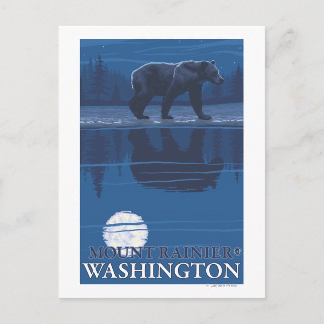 Cartão Postal Urso na Lua - Monte Rainier, Washington (Frente)