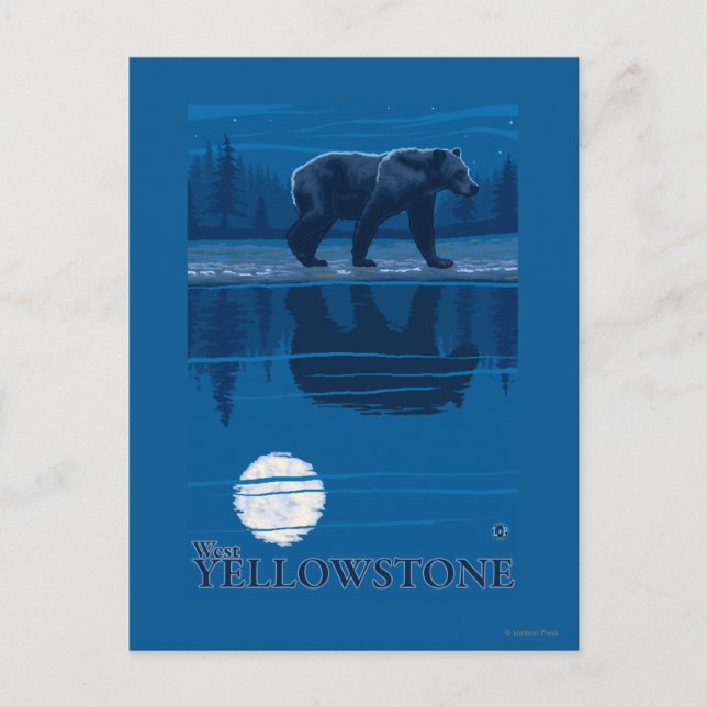 Cartão Postal Urso na Lua - West Yellowstone, Montana (Frente)