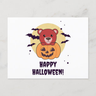 Cartão Postal Urso Na Pumpkin Doces Ursos Feliz Dia das Bruxas