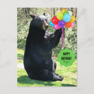 Cartão Postal Urso Negro - "Cubby - Feliz Aniversário!"